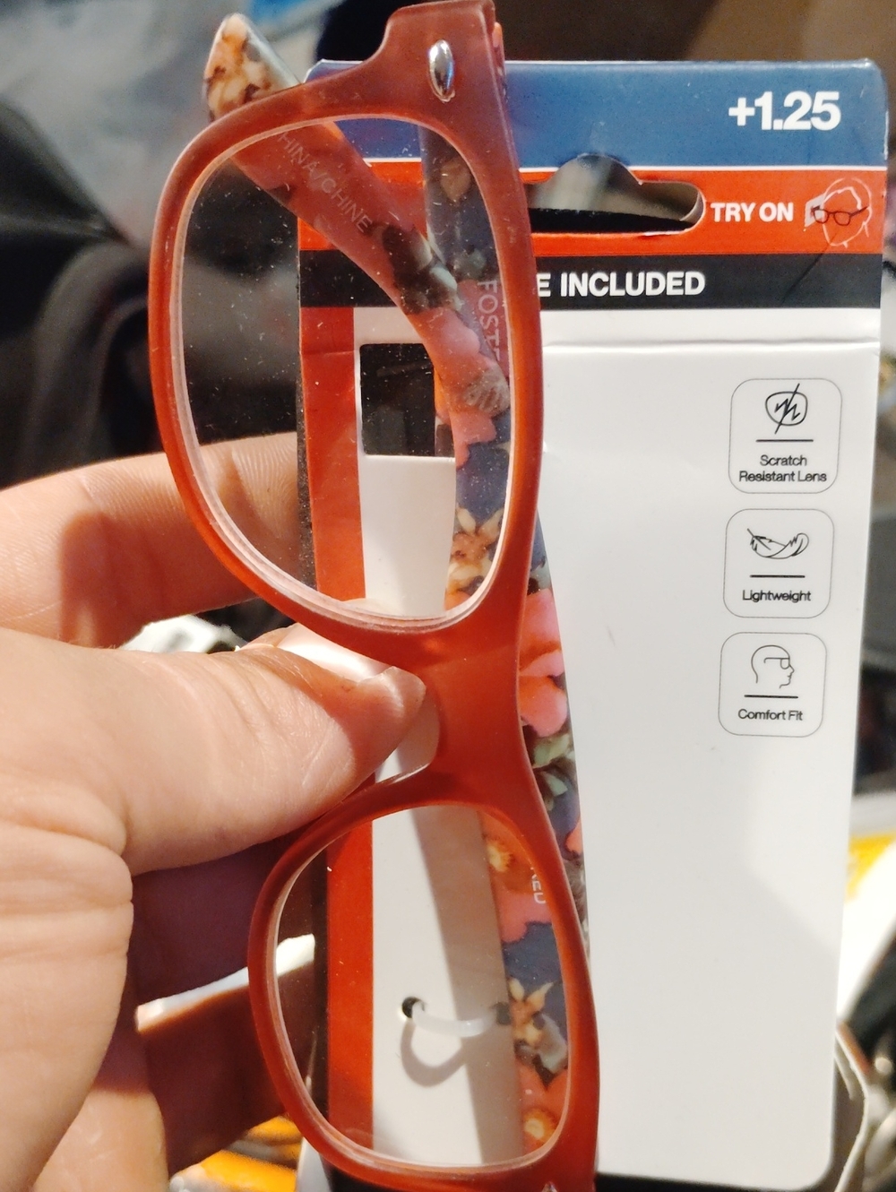 Red Floral Reading Glasses +1.25